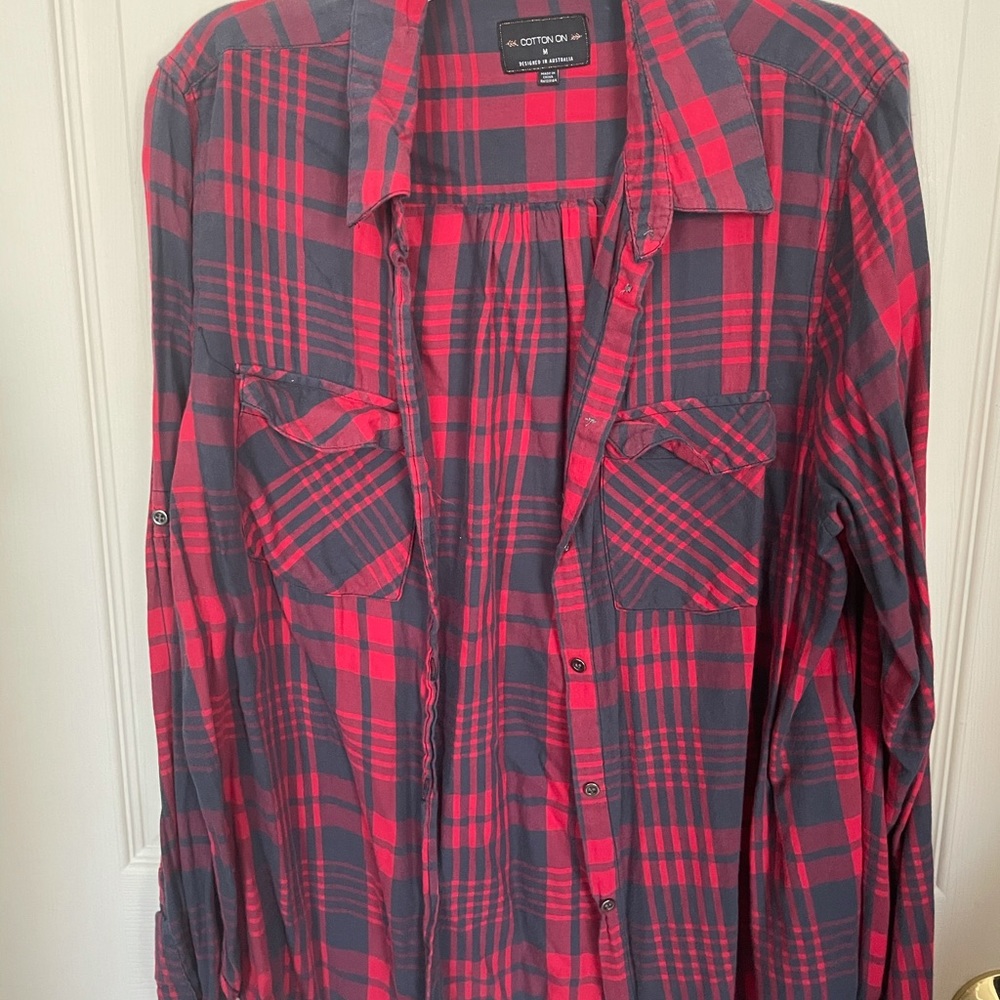Cotton On red & blue flannel